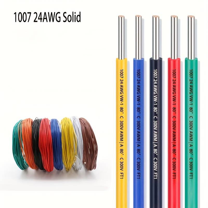 24 Awg Solid Wire Electrical Wire Cable 24 Gauge Ul1007 - Temu